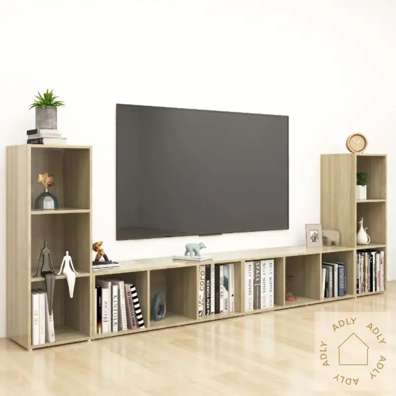 Tv-Benker 4 Stk Sonoma Eik 107X35X37 Cm Konstruert Tre