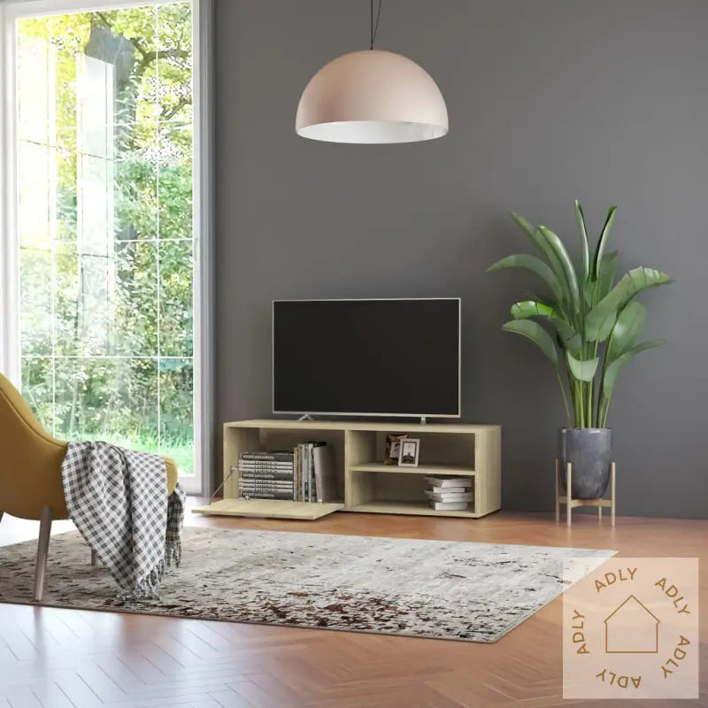 Tv-Benk Sonoma Eik 120X34X37 Cm Konstruert Tre