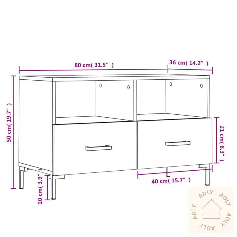 Tv-Benk Sonoma Eik 80X36X50 Cm Konstruert Tre