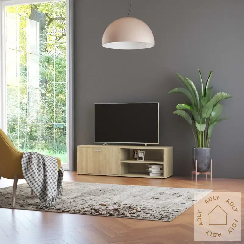 Tv-Benk Sonoma Eik 120X34X37 Cm Konstruert Tre