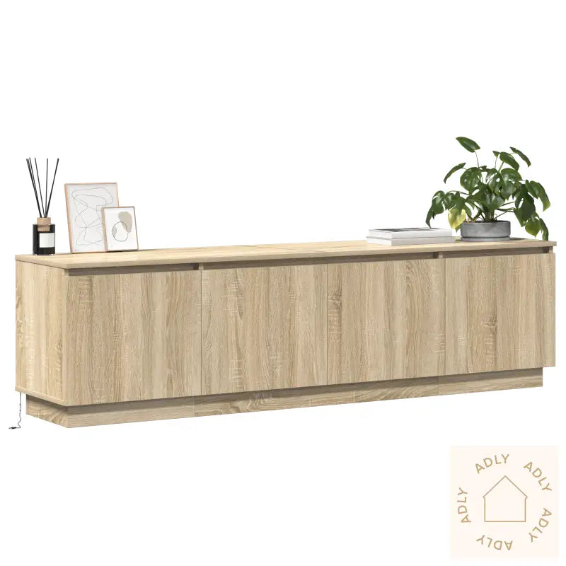 Tv-Benk Med Led Sonoma Eik 180X38X49 Cm Konstruert Tre