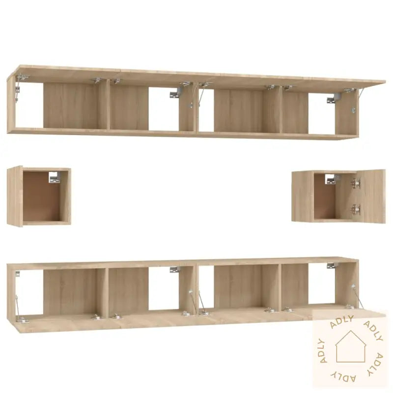 Tv-Skapsett 6 Deler Sonoma Eik Konstruert Tre