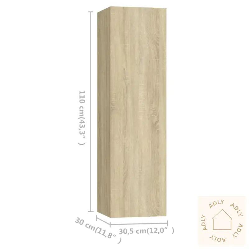 Tv-Benksett 3 Stk Sonoma Eik Konstruert Tre