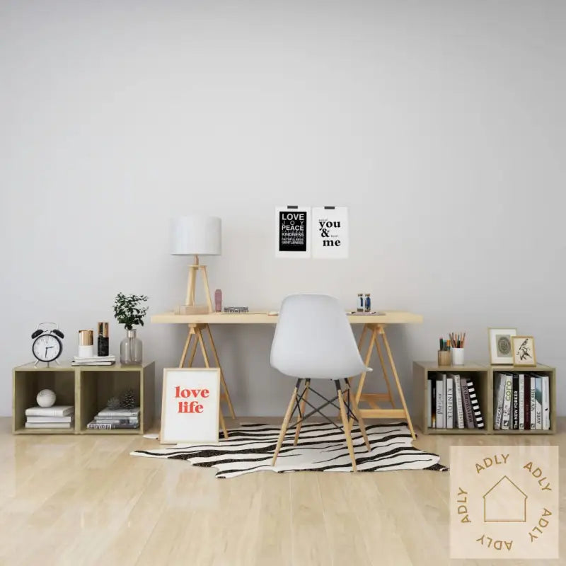 Tv-Benker 4 Stk Sonoma Eik 37X35X37 Cm Konstruert Tre