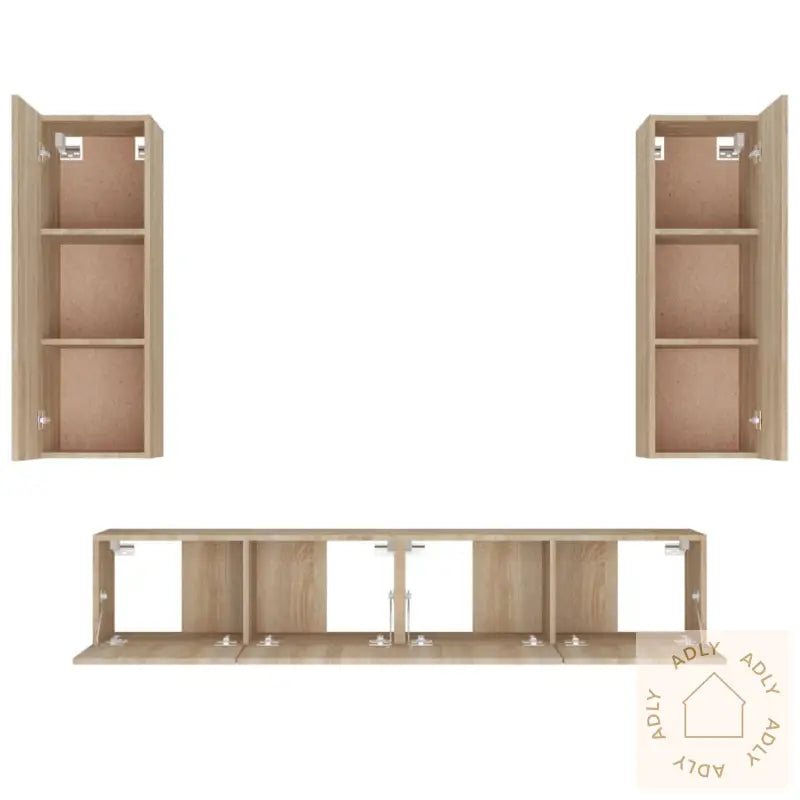 Tv-Skapsett 4 Deler Sonoma Eik Konstruert Tre