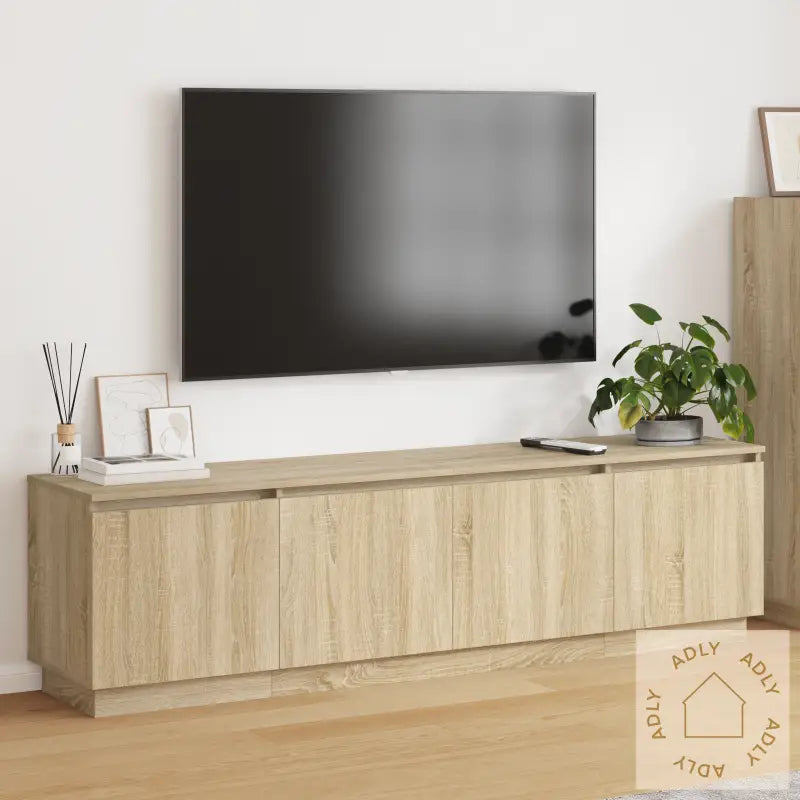 Tv-Benk Med Led Sonoma Eik 180X38X49 Cm Konstruert Tre