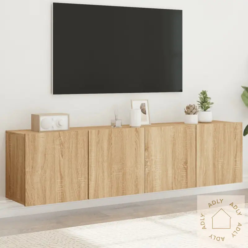Veggmonterte Tv-Benker 2 Stk Sonoma Eik 80X30X41 Cm