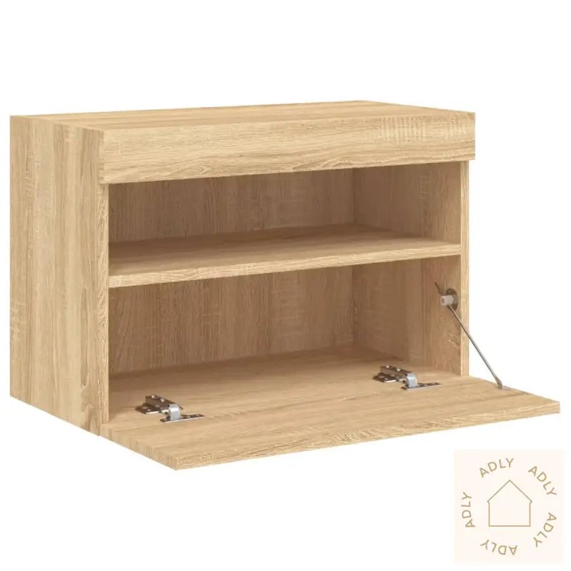 Vegghengt Tv-Benk Med Led Sonoma Eik 60X30X40 Cm