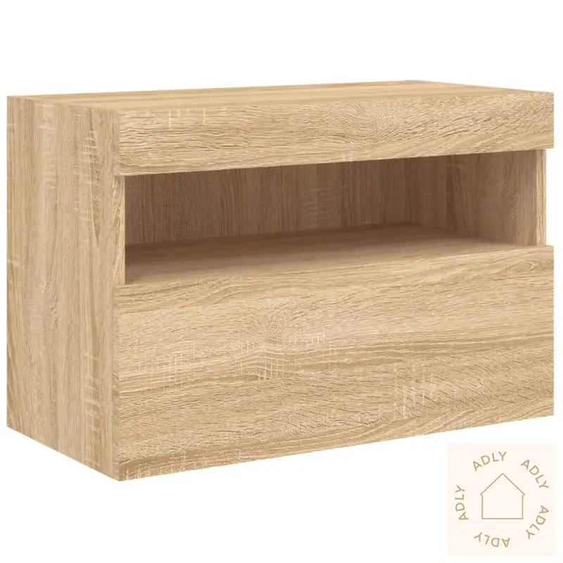 Vegghengt Tv-Benk Med Led Sonoma Eik 60X30X40 Cm