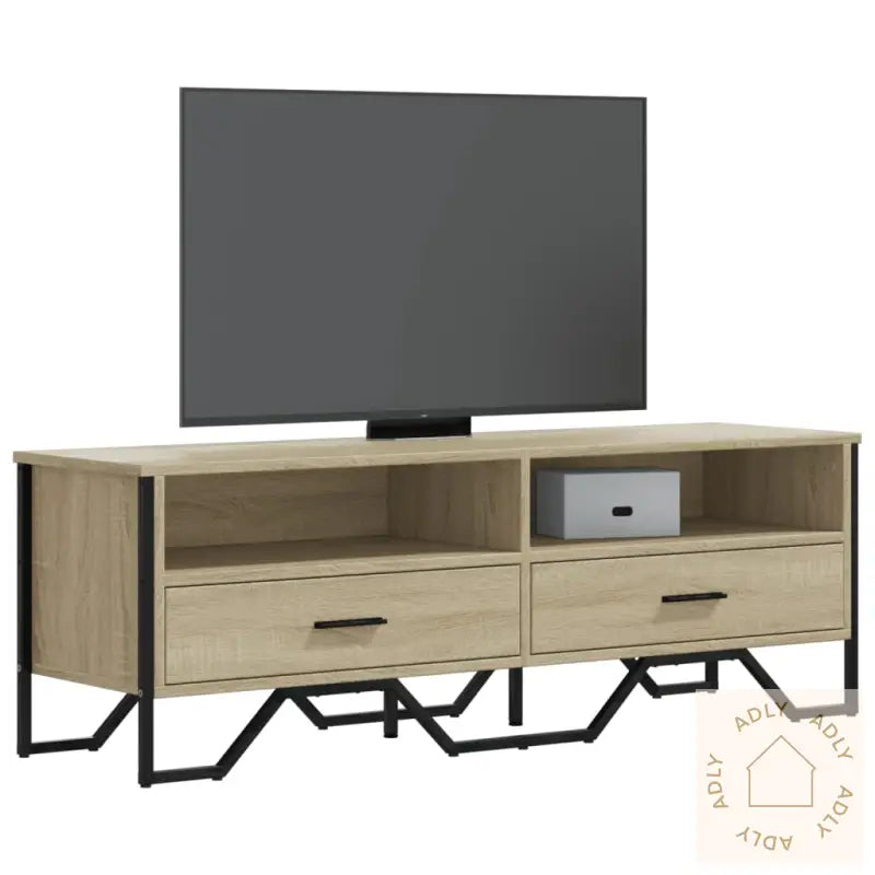 Tv-Benk Sonoma Eik 122X34X41 Cm Konstruert Tre