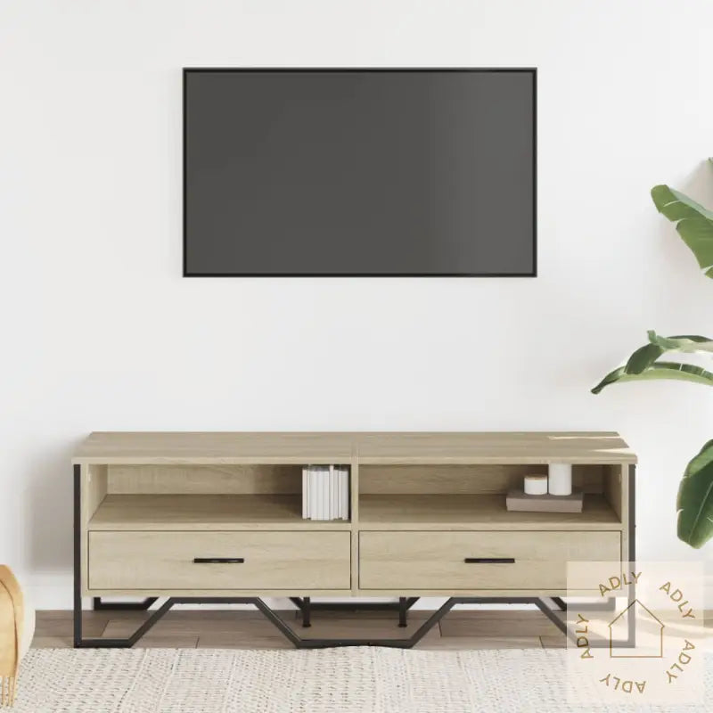 Tv-Benk Sonoma Eik 122X34X41 Cm Konstruert Tre