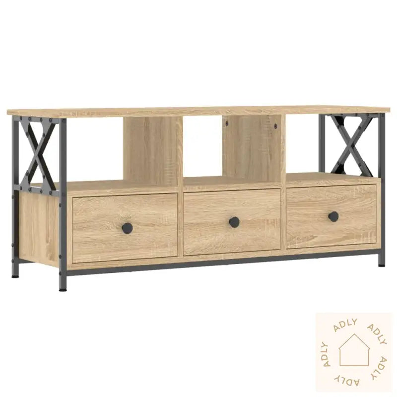 Tv-Benk Sonoma Eik 102X33X45 Cm Konstruert Tre Og Jern