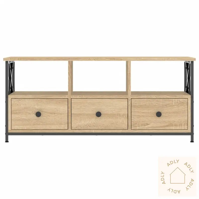 Tv-Benk Sonoma Eik 102X33X45 Cm Konstruert Tre Og Jern