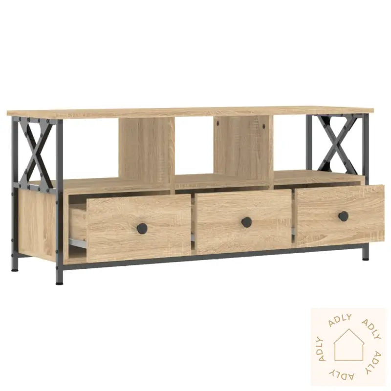 Tv-Benk Sonoma Eik 102X33X45 Cm Konstruert Tre Og Jern