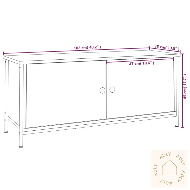 Tv-Benk Med Dører Sonoma Eik 102X35X45 Cm Konstruert Tre