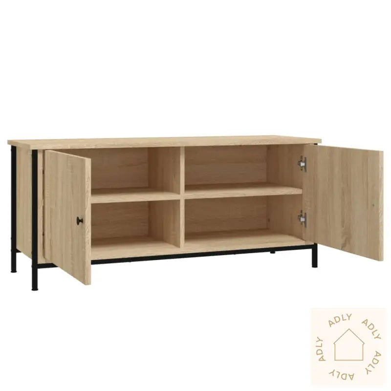 Tv-Benk Med Dører Sonoma Eik 102X35X45 Cm Konstruert Tre