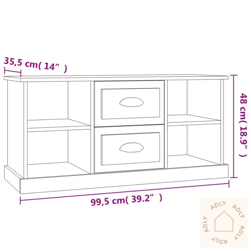 Tv-Benk Sonoma Eik 99,5X35,5X48 Cm Konstruert Tre