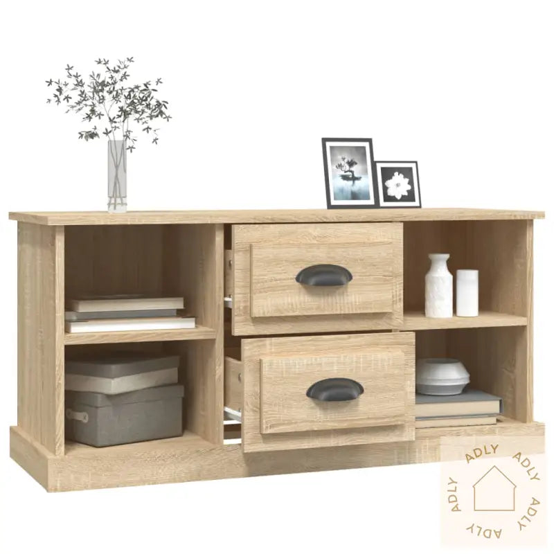 Tv-Benk Sonoma Eik 99,5X35,5X48 Cm Konstruert Tre
