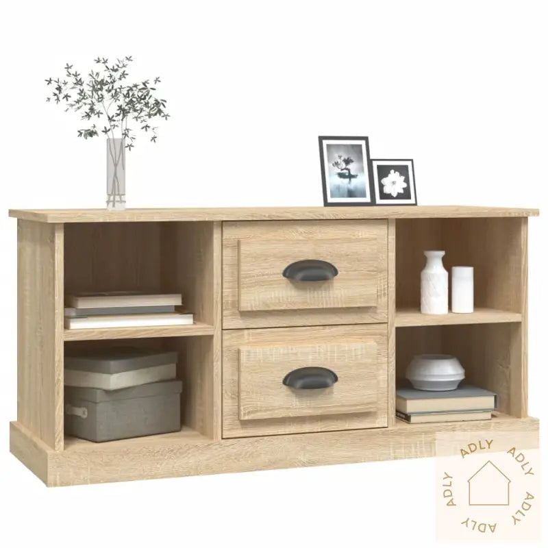 Tv-Benk Sonoma Eik 99,5X35,5X48 Cm Konstruert Tre