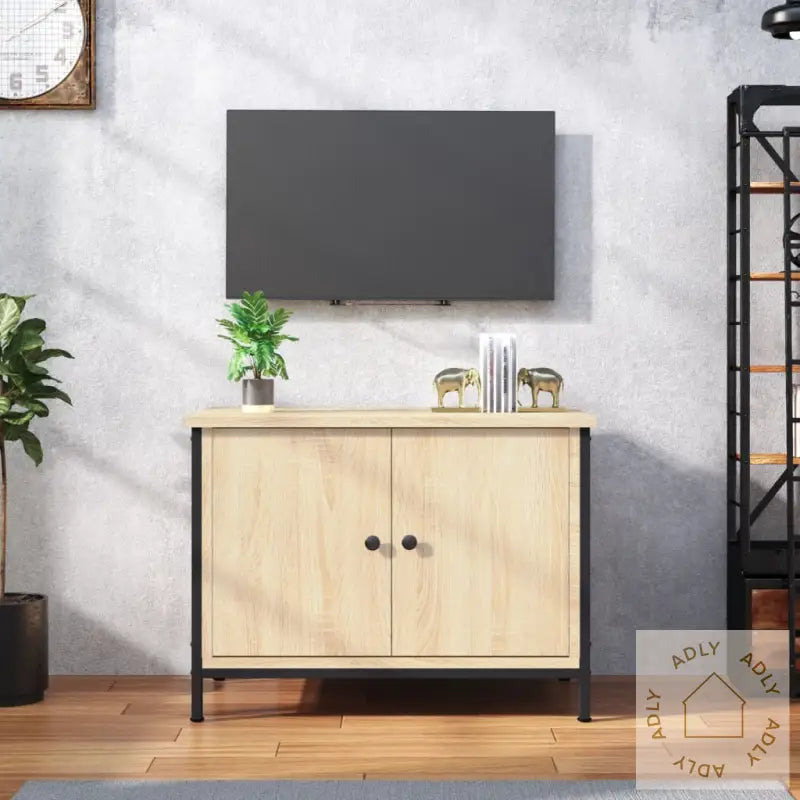 Tv-Benk Med Dører Sonoma Eik 60X35X45 Cm Konstruert Tre