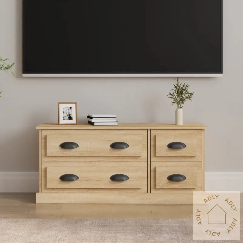 Tv-Benk Sonoma Eik 100X35,5X45 Cm Konstruert Tre