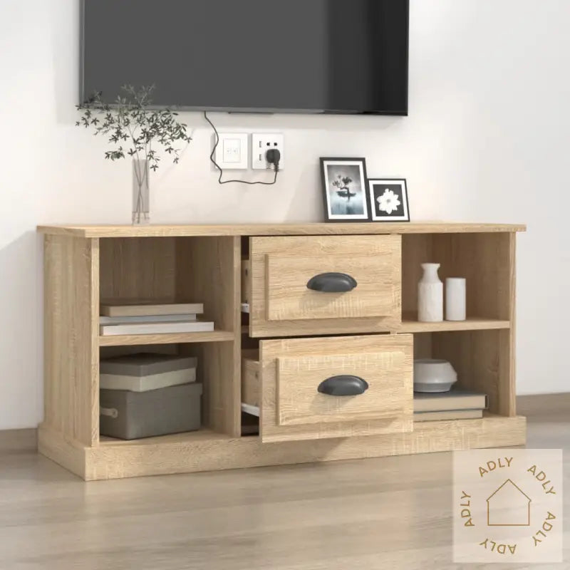 Tv-Benk Sonoma Eik 99,5X35,5X48 Cm Konstruert Tre