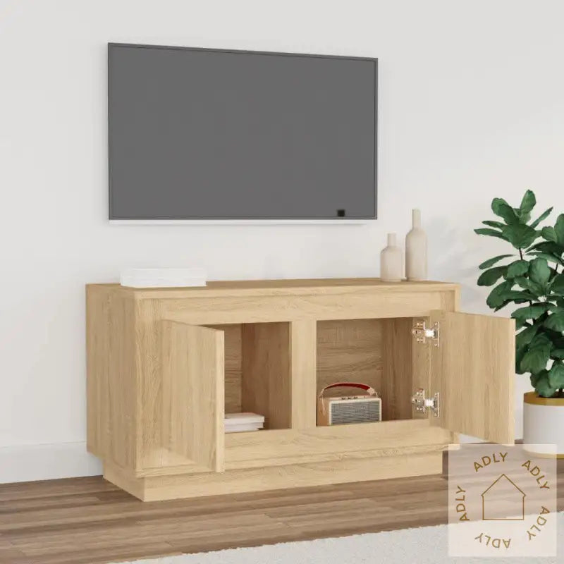 Tv-Benk Sonoma Eik 80X35X45 Cm Konstruert Tre