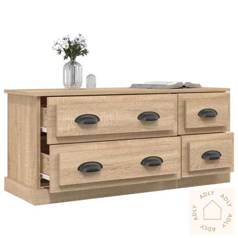 Tv-Benk Sonoma Eik 100X35,5X45 Cm Konstruert Tre