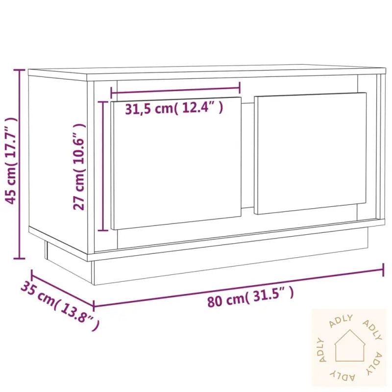 Tv-Benk Sonoma Eik 80X35X45 Cm Konstruert Tre