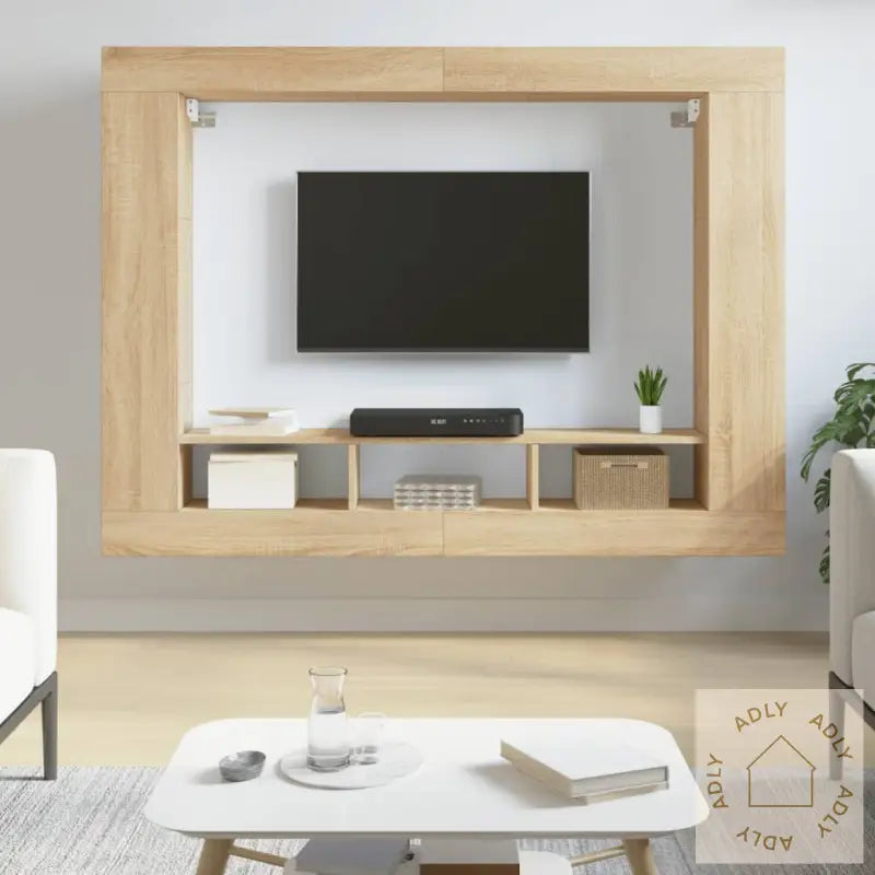 Tv-Benk Sonoma Eik 152X22X113 Cm Konstruert Tre