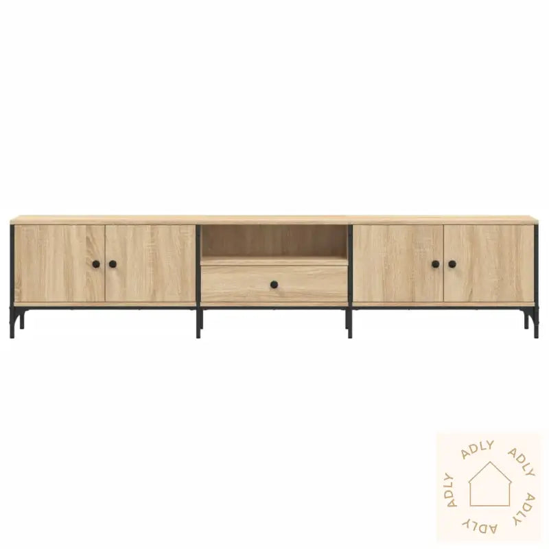 Tv-Benk Med Skuff Sonoma Eik 200X25X44 Cm Konstruert Tre