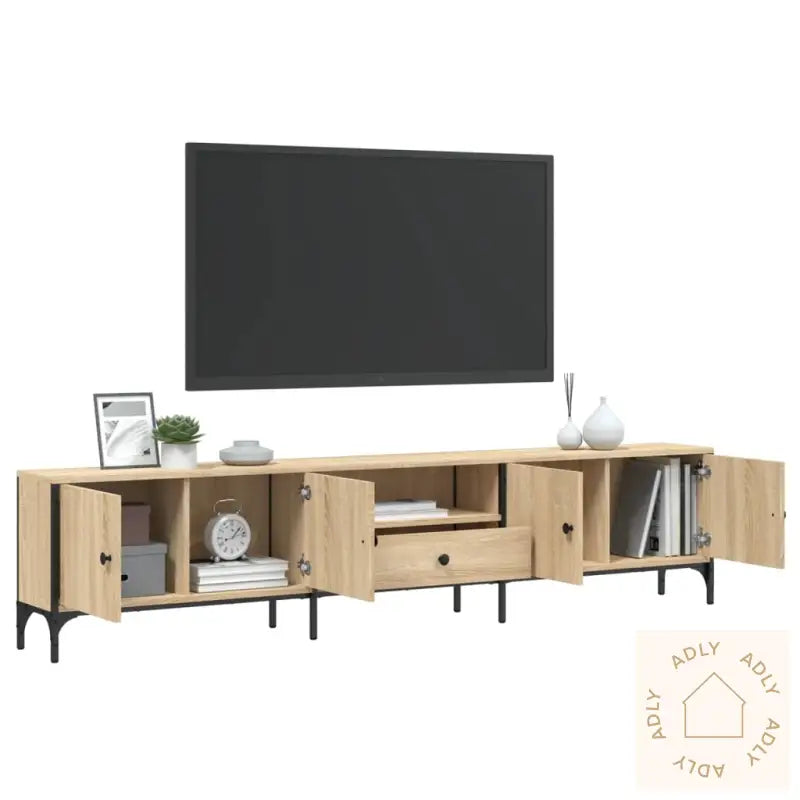 Tv-Benk Med Skuff Sonoma Eik 200X25X44 Cm Konstruert Tre