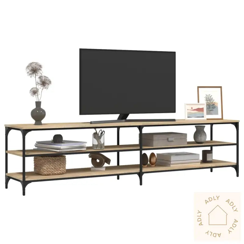 Tv-Benk Sonoma Eik 200X30X50 Cm Konstruert Tre Og Metall