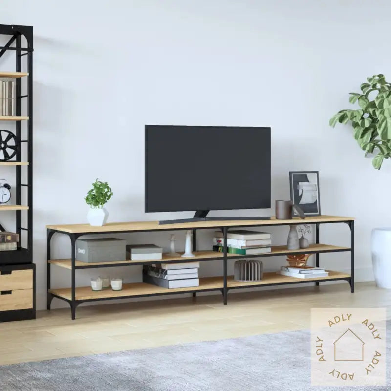Tv-Benk Sonoma Eik 200X30X50 Cm Konstruert Tre Og Metall