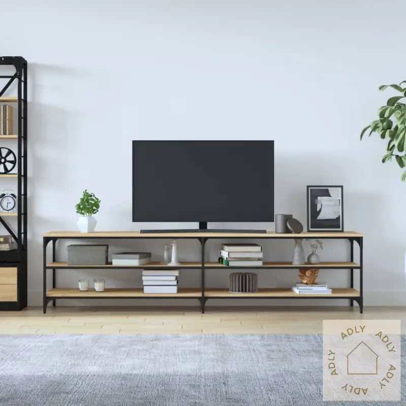 Tv-Benk Sonoma Eik 200X30X50 Cm Konstruert Tre Og Metall