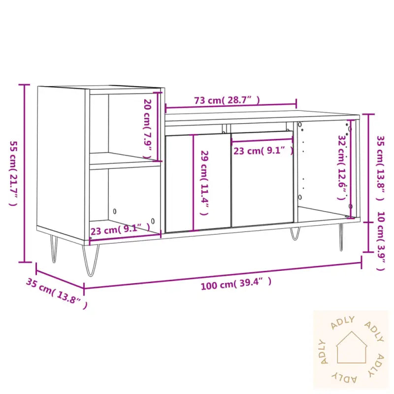 Tv-Benk Sonoma Eik 100X35X55 Cm Konstruert Tre