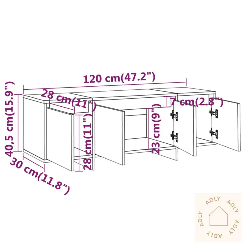 Tv-Benk Sonoma Eik 120X30X40,5 Cm Konstruert Tre