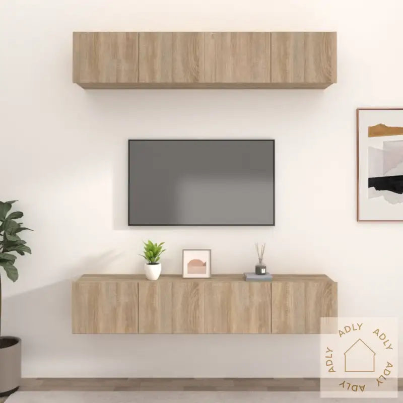Tv-Benker 4 Stk Sonoma Eik 80X30X30 Cm Konstruert Tre