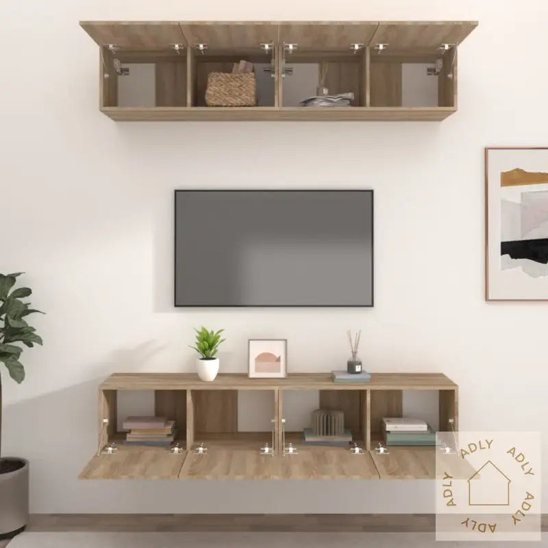 Tv-Benker 4 Stk Sonoma Eik 80X30X30 Cm Konstruert Tre