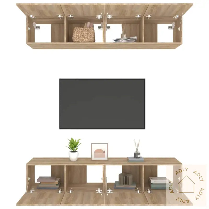 Tv-Benker 4 Stk Sonoma Eik 80X30X30 Cm Konstruert Tre