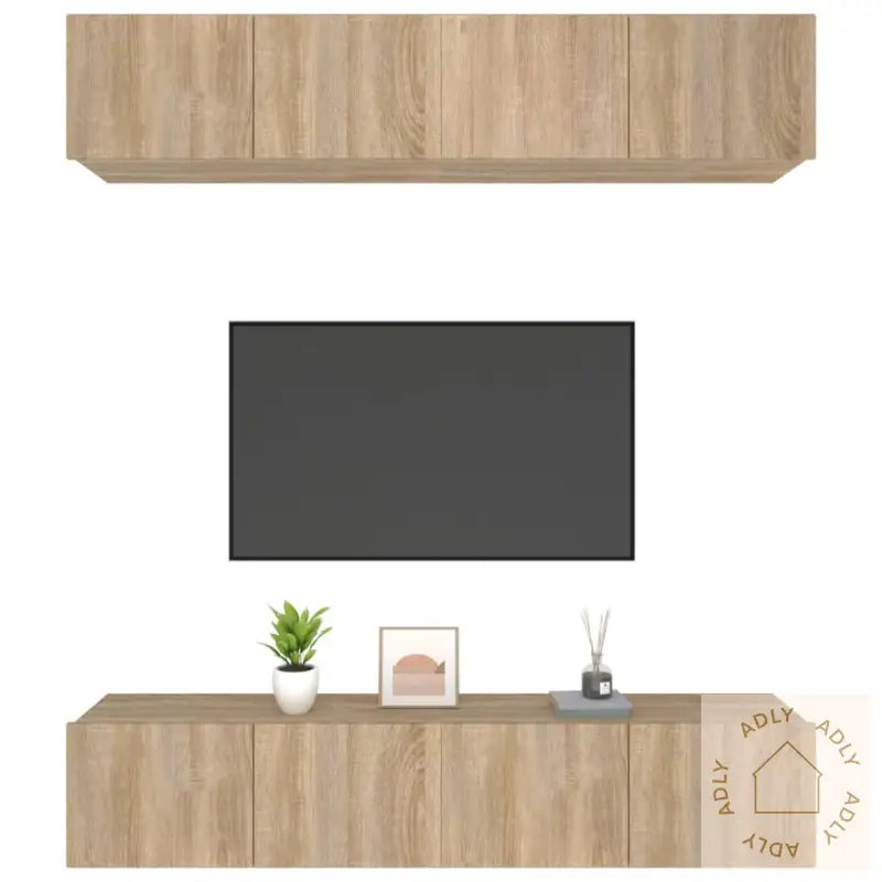 Tv-Benker 4 Stk Sonoma Eik 80X30X30 Cm Konstruert Tre