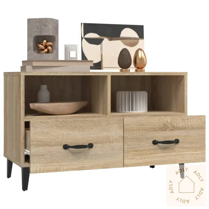 Tv-Benk Sonoma Eik 80X36X50 Cm Konstruert Tre