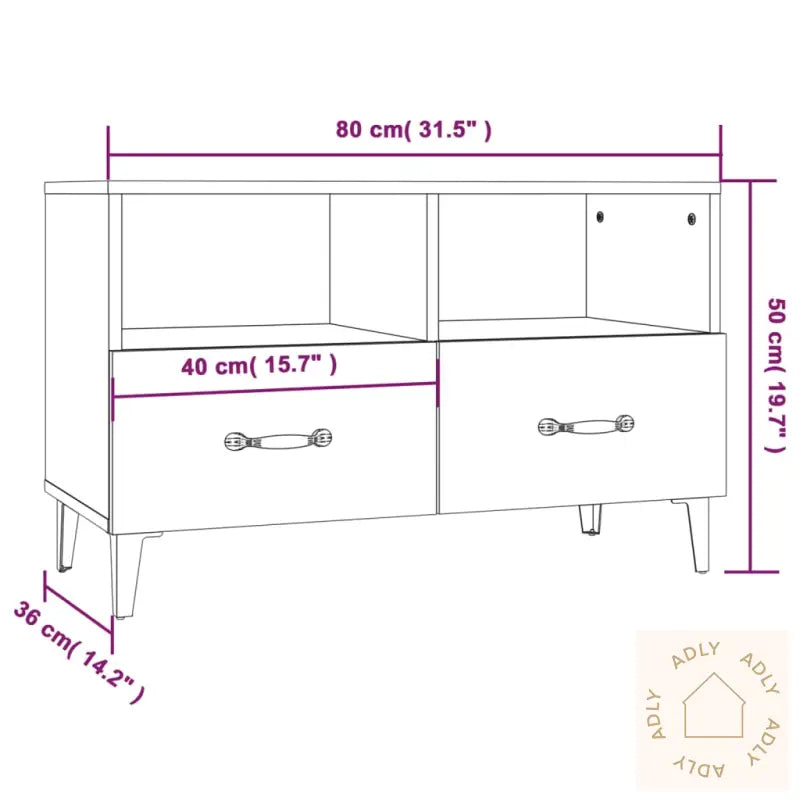Tv-Benk Sonoma Eik 80X36X50 Cm Konstruert Tre