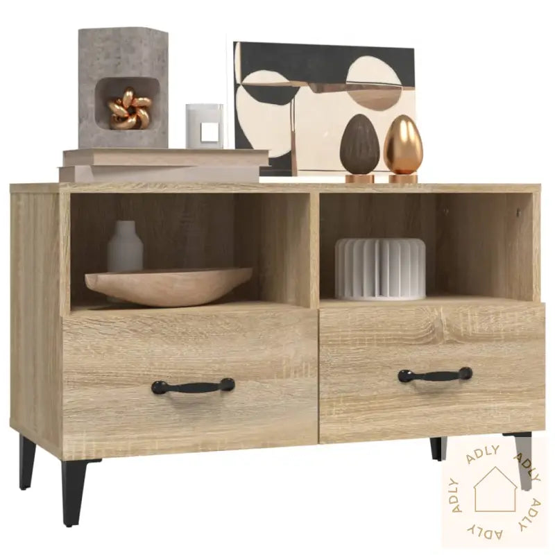 Tv-Benk Sonoma Eik 80X36X50 Cm Konstruert Tre