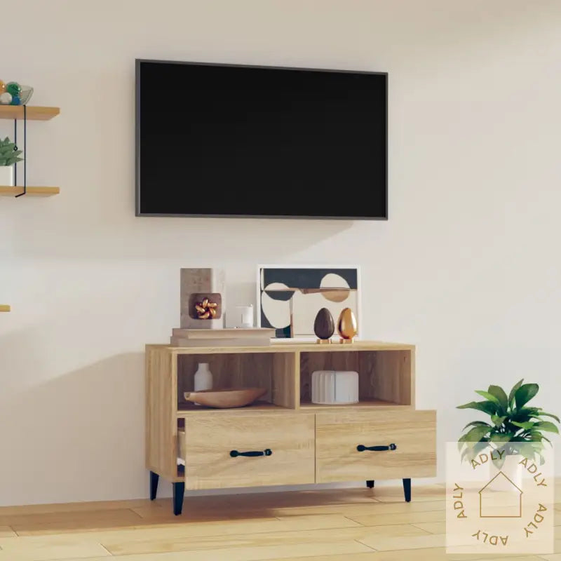 Tv-Benk Sonoma Eik 80X36X50 Cm Konstruert Tre