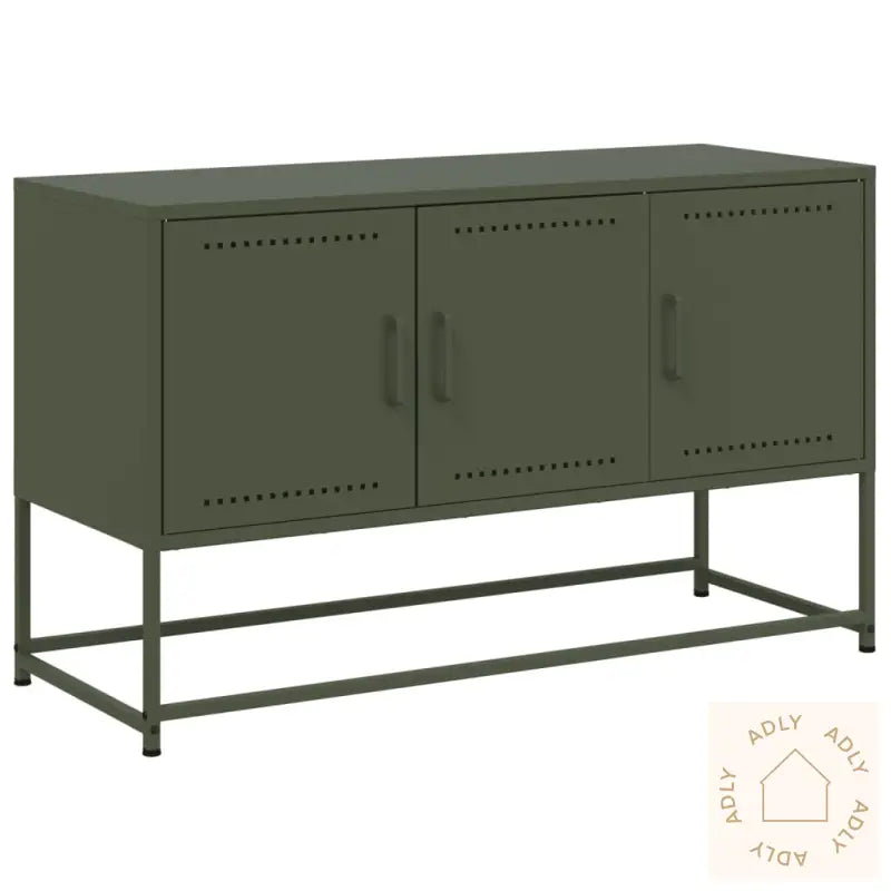 Tv-Benk Olivengrønn 100,5X39X60,5 Cm Stål