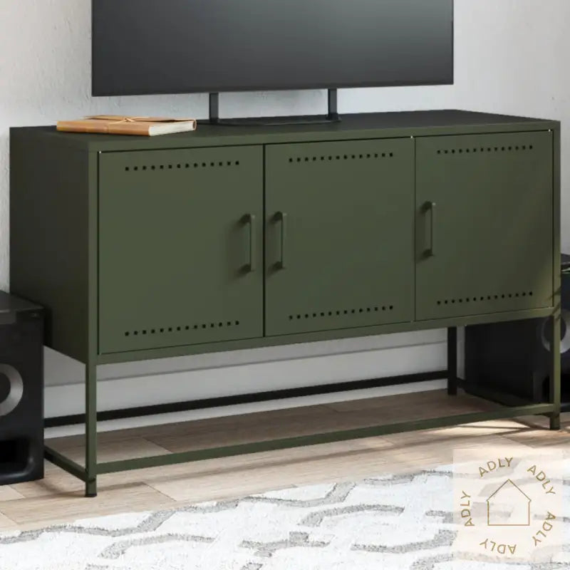 Tv-Benk Olivengrønn 100,5X39X60,5 Cm Stål