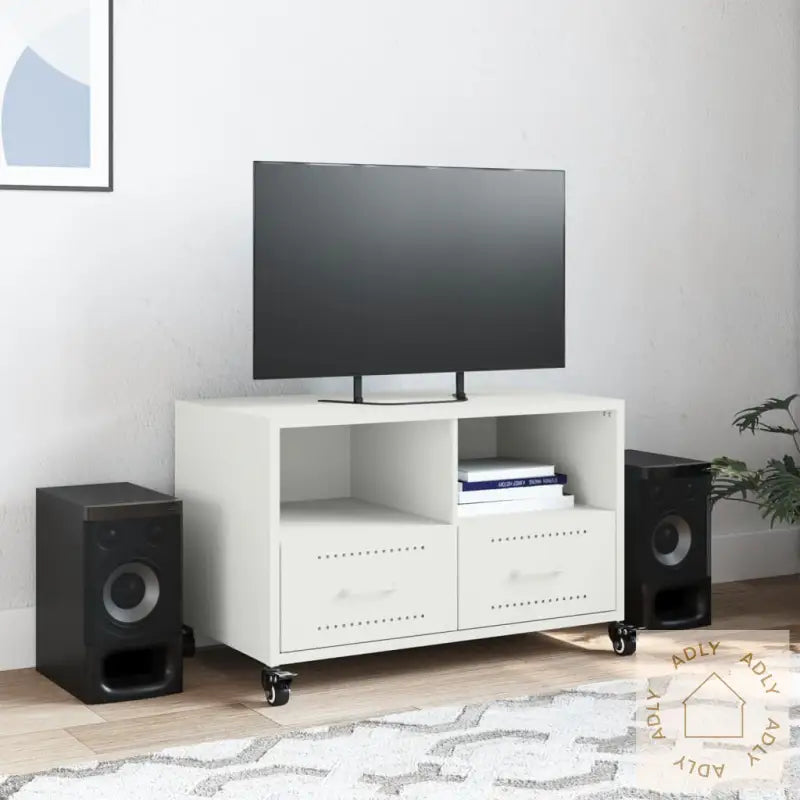 Tv-Benk Hvit 68X39X43,5 Cm Stål