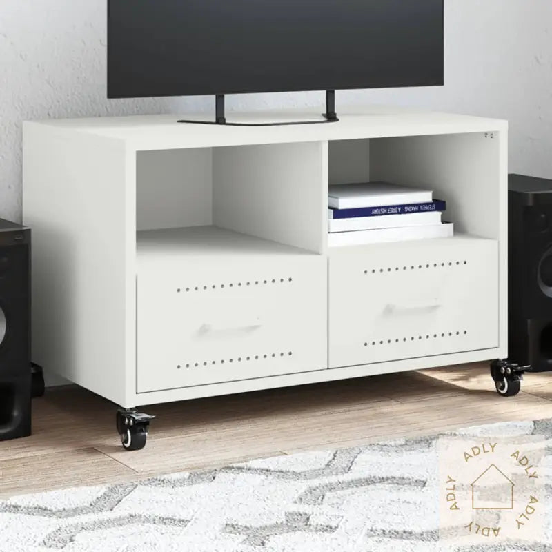 Tv-Benk Hvit 68X39X43,5 Cm Stål