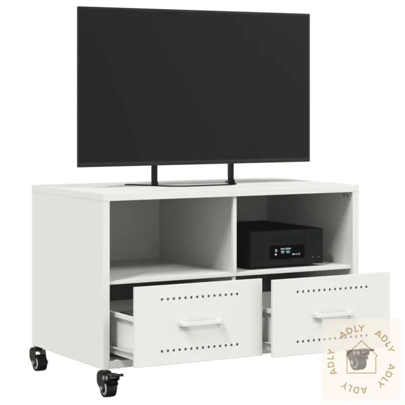Tv-Benk Hvit 68X39X43,5 Cm Stål